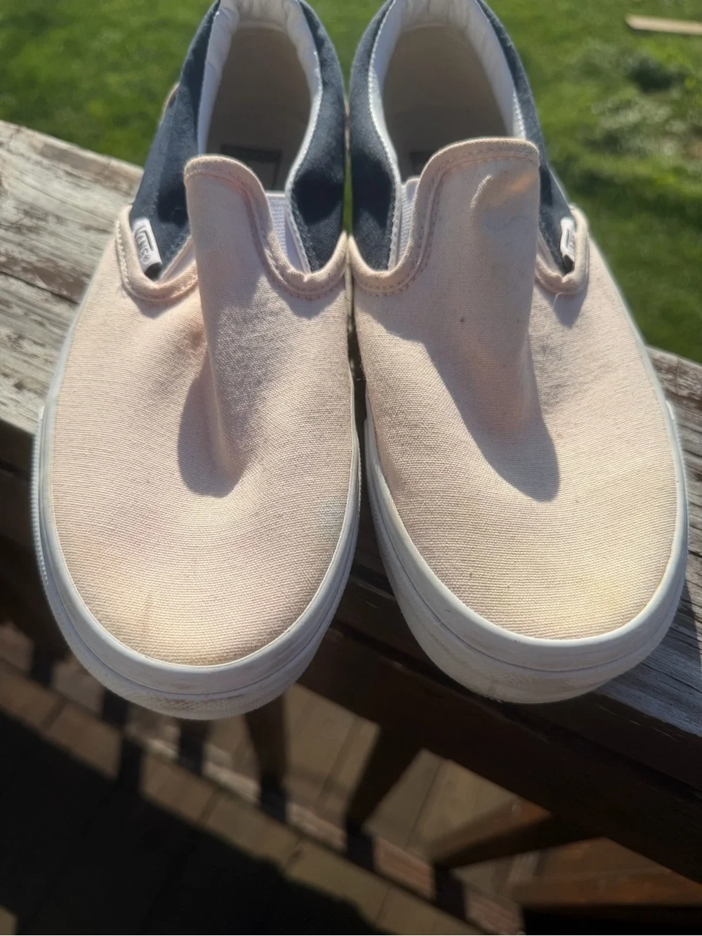 Vans Slip-On Sneakers in Pink and Navy